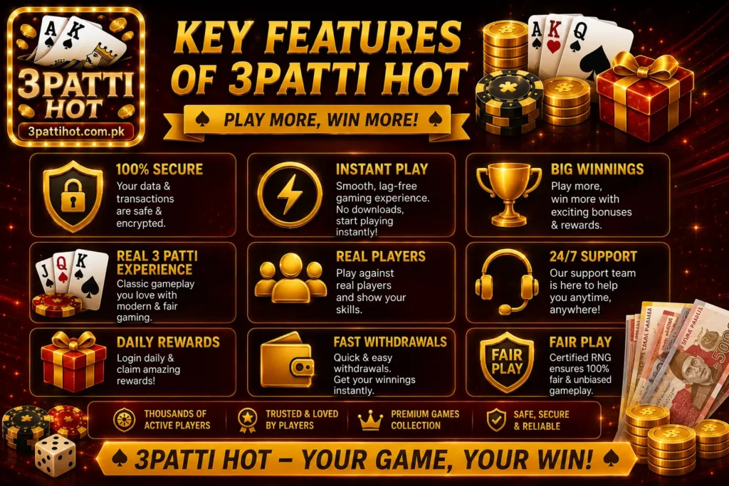 Key features of 3 patti hot